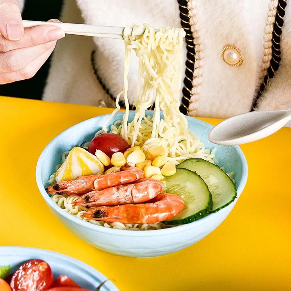 Instant Noodle Bowl Handle Anti-scalding With Tableware Large Capacity Environmentally Friendly Wheat Straw Draining Water Bowl