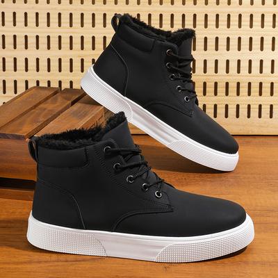 Fashion Men's Fleece Snow Boots Warm Thick Cotton Short Boots Lace-up Non-slip Men Sneakers Botas Para Hombre Size 39-46