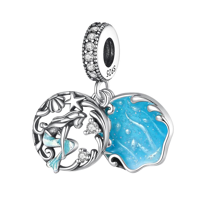 Copper Jellyfish Dolphin Turtle Starfish Shell Luminous Ocean Series Charms Beads Fit 3Mm Original Bracelets Diy Jewelry