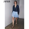 Zaprha 2025 Autumn New Casual Loose Asymmetric Hem Lapel Long Sleeve Shirts Top 3819008