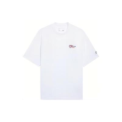 Embroidered Pattern Solid Color Round Neck Casual T-Shirt Men Tops White AHSS323-1