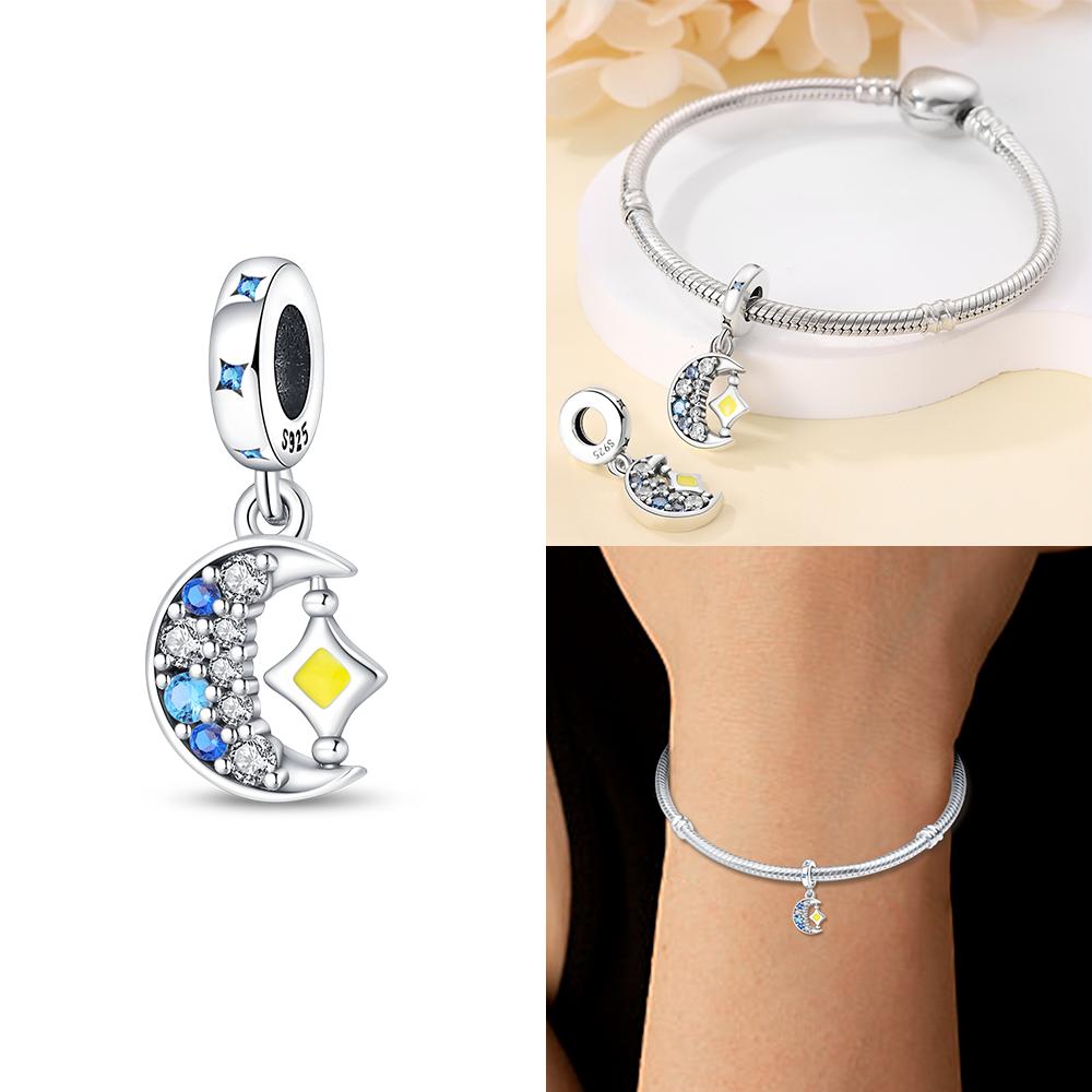 Blue Moon Nightlight Butterfly Astronaut Original Charms Beads Fit Bracelet Copper Women Jewelry Making Diy Accessory Gifts