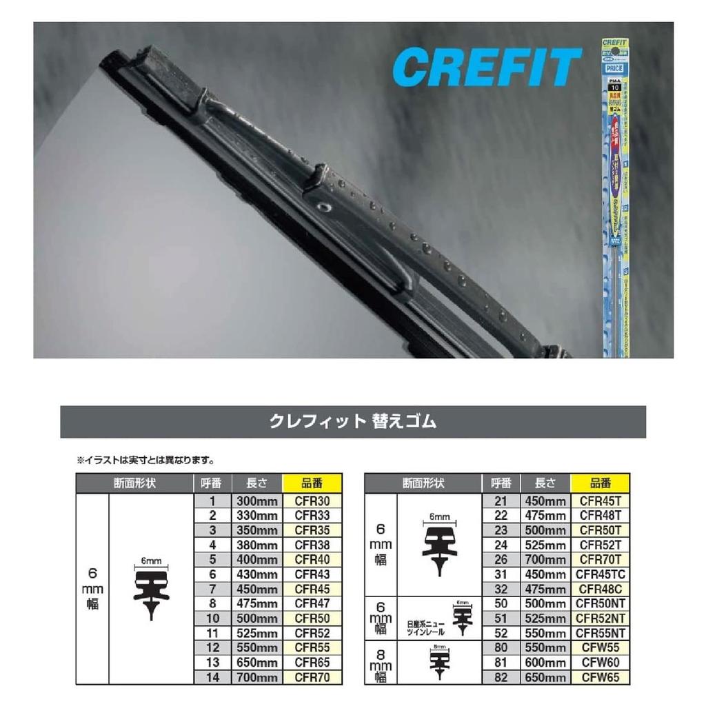 PIAA Wiper Replacement 500mm Natural Rubber with Wiping Ability and 1 Call Number 10 CFR50 (Pia) Rubber, [Crefit], Durability, Piece,