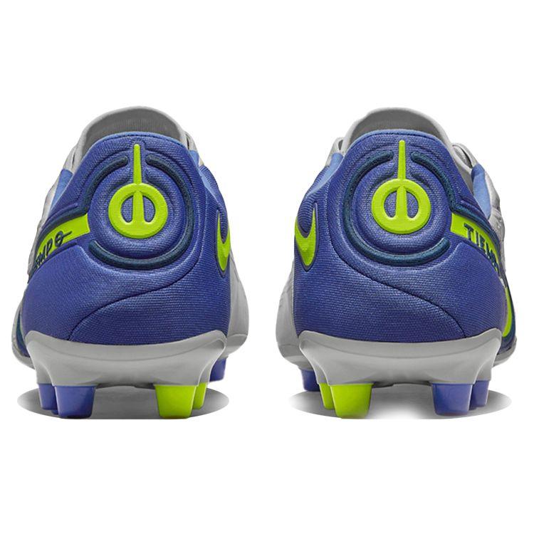 Nike 9 Elite Vârf Rotund cu Șireturi AG (Șuruburi scurte din cauciuc) Pantofi de fotbal pentru bărbați, rezistenți la alunecare, durabili, ușori, albastru gri DB0824-075