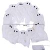 Funny 11 LED Lights Ghost Wreath 35cm Creative Halloween Wreath White Cartoon Spooky Front Door Hanging Decor Halloween Party