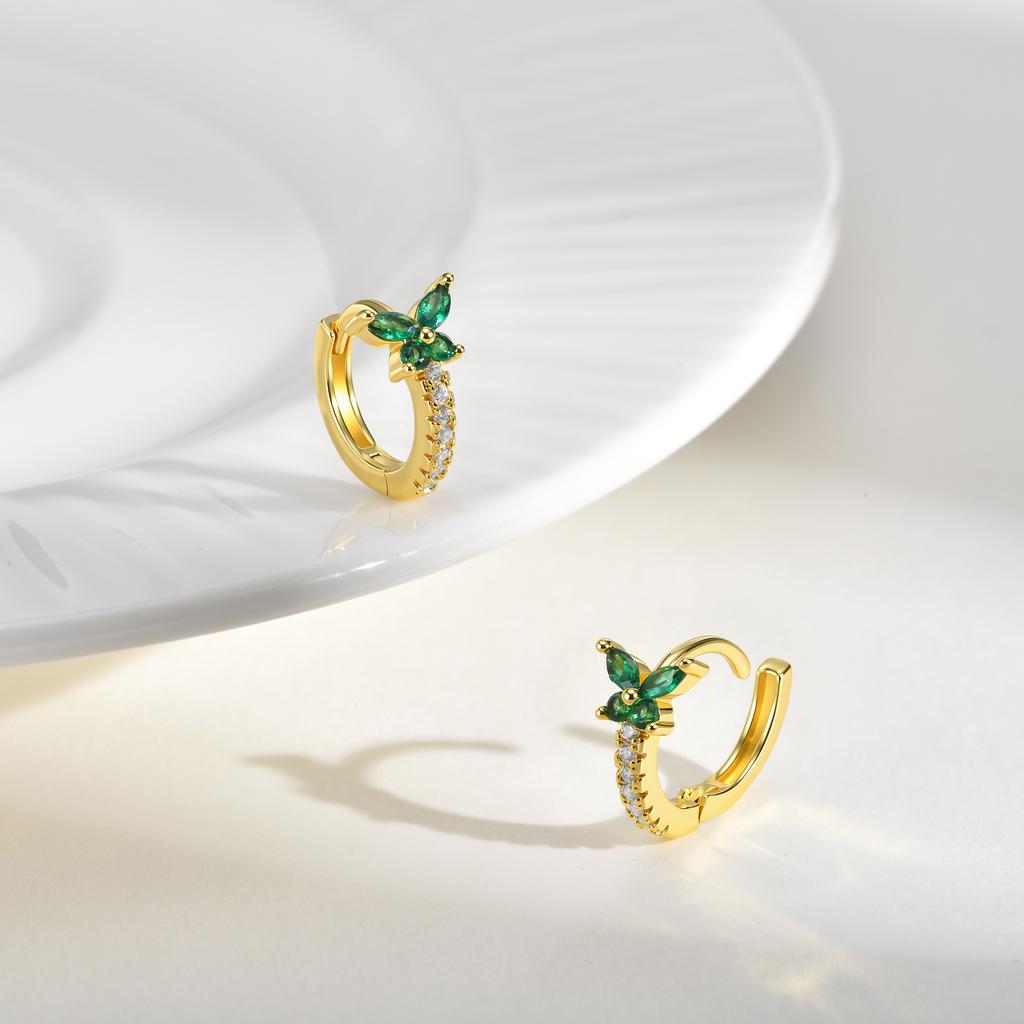 Vnox Gold Plated Copper Colorful Zirconia Butterfly Earrings for Women Girl, Classica White Crystal Stone Earrings Party Gifts