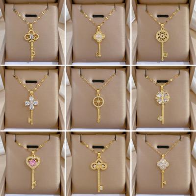 Lucky Necklace Women'S Copper Micro-Inlaid Real Gold Electroplating Simple And Exquisite Clavicle Chain Neck Chain