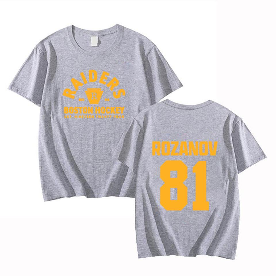 TV Boston Hockey Llya Rozanov Letter Pattern Tshirt Women Unisex Short Sleeve Clothing Fashion Graphic Print Neutral Shirt Tees