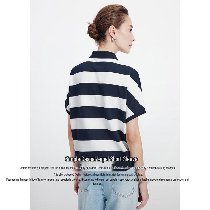 Navigare Women's Striped Knit Polo Shirt