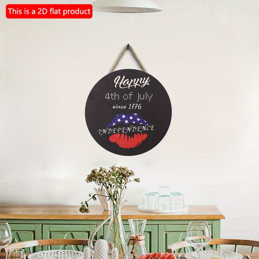 2D flat 20*20cm1pc Happy 4th of July Independence Day Theme Lips pattern wooden door pendant, Stars Symbol Patriotic Awesome Ornament for 4th of July