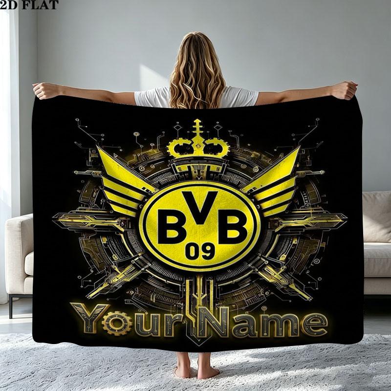 1PC Borussia Custom Name Patterned Flannel Blanket Suitable For All Seasons for Home Decor Warmth and Comfort Gifts Holiday Present