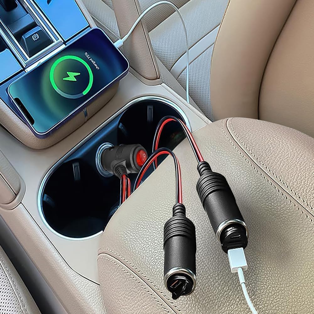 Dongge Dual Cigarette Socket Power Supply with Switch 2 Branch