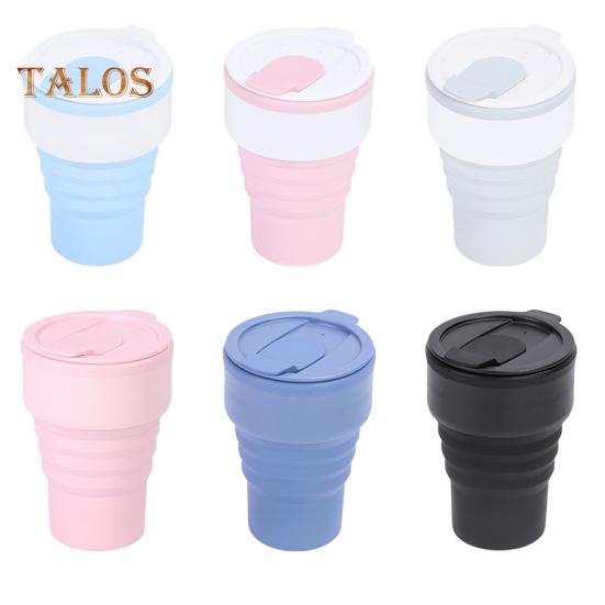 Collapsible Silicone Travel Cup 12oz Portable Foldable Coffee Mug for Camping Hiking Commuting Leakproof Eco-Friendly Water Bottle with Wide Mouth