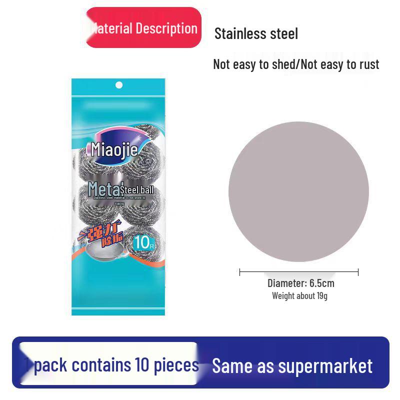 10-Pack Large Stainless Steel Wire Scrubbers for Kitchen and Dish Cleaning