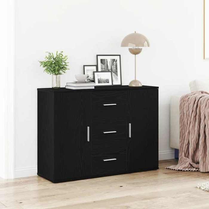 VidaXL Buffet chêne noir 91x29,5x65 cm bois d'ingénierie, meuble de rangement, meuble de rangement de cuisine, meuble de 862477