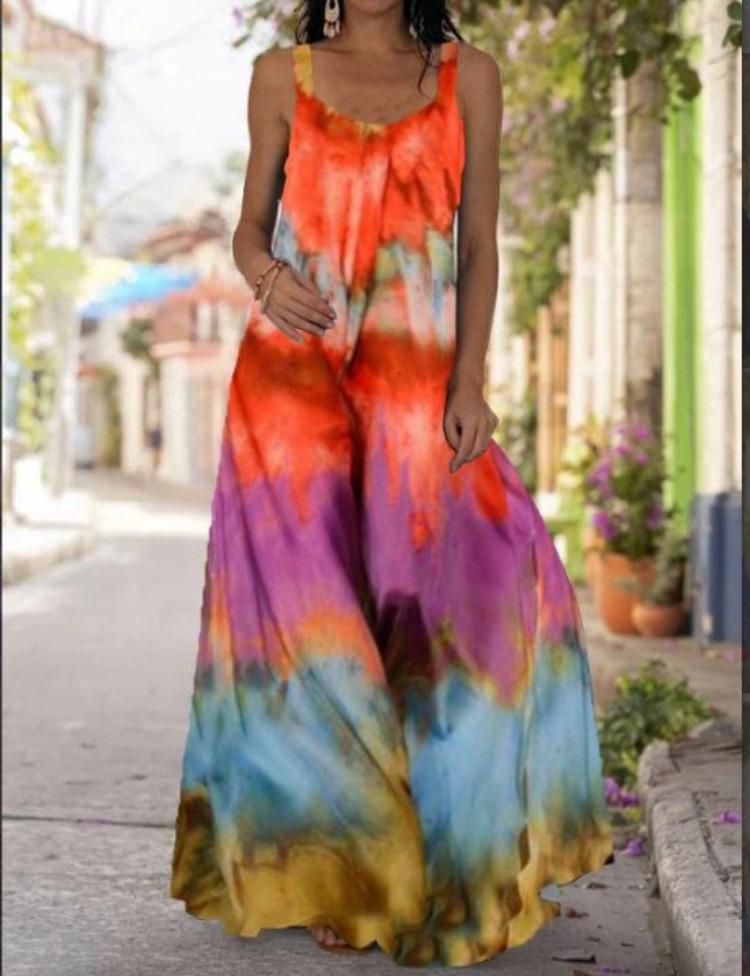2025 Bohemian Off Shoulder Strapless 3D Tie Dye Dress