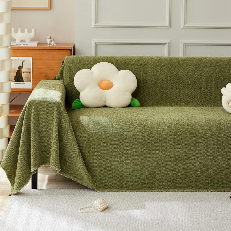 Simple Solid Color Herringbone Pattern Widened Sofa Towel Cover Cloth