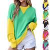 Women's Color Block Neck Oversized Sweatshirt for