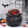 Halloween Candy Bucket Jar Trick Or Treat Black Plastic Cauldron Witch Bowls with Handle Halloween Party Decorations Props