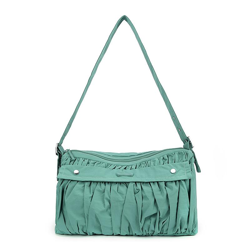 

Женская сумка через плечо Lazy Wind со складками, повседневная универсальная, для поездок, большой вместимости, подмышечная сумка бирюзовый зеленый