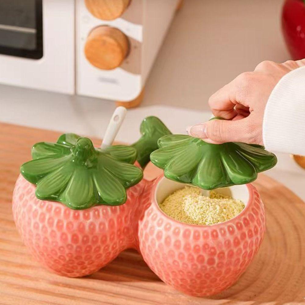 Cartoon Strawberry Seasoning Jar Japanese Style Spice Jar Kawaii Condiment Can  Salt