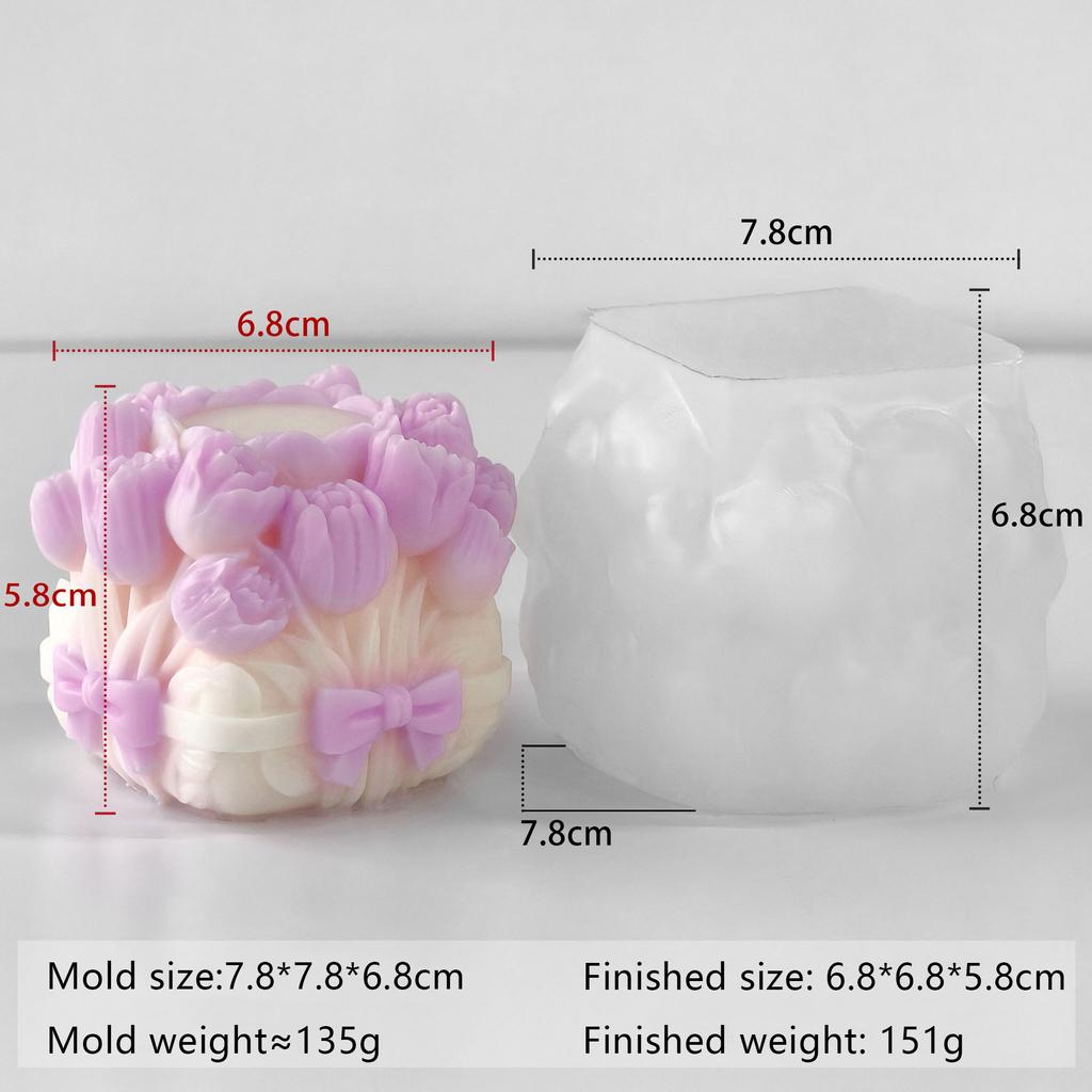 Tulip Flower Ball Candle Mold Floral Sphere Silicone Mold DIY Aromatherapy Wax Plaster Diffuser Stone Home Decor