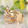 Luxury 9K Gold Plated Alloy Finger Band Rhinestone Inlaid Ring Jewelry Gift