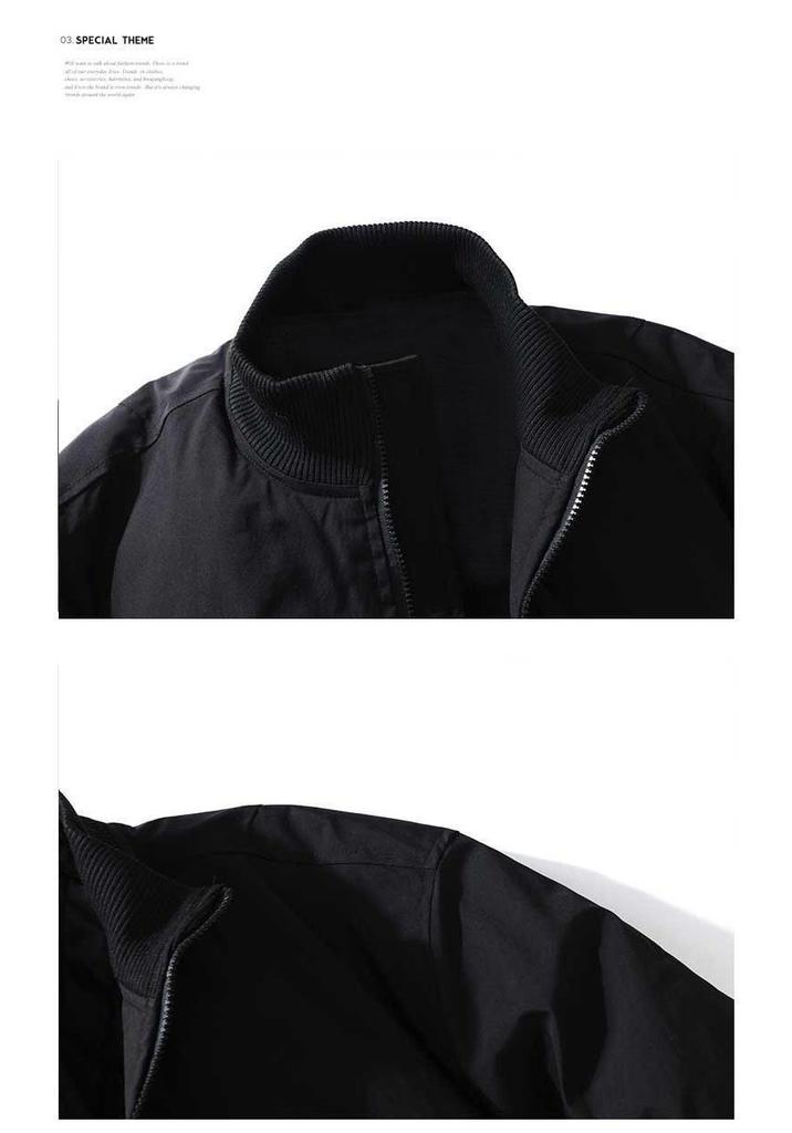 Herren Herbst Einfarbig Doppelreißverschluss Stehkragen Lässig Locker Jacke