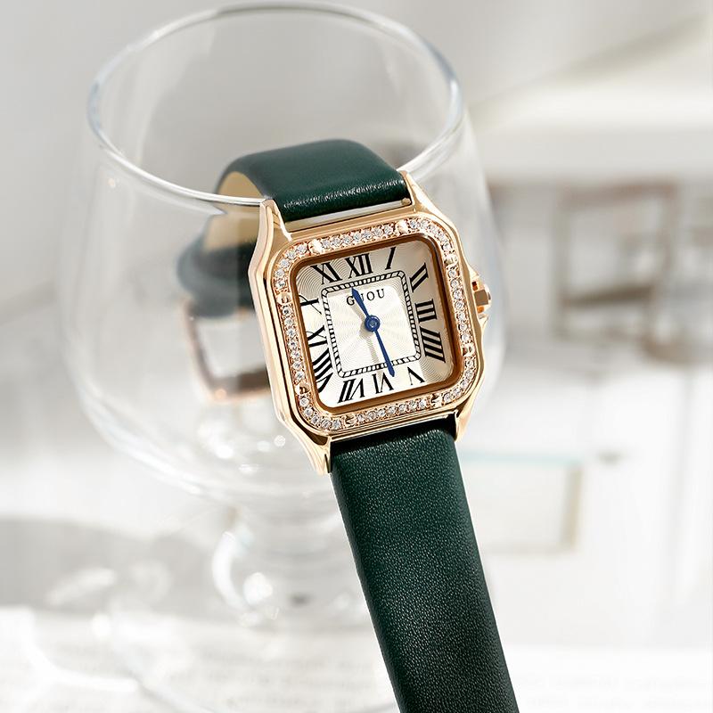 Pasek Damski zegarek Prosty z Kalendarzem Kwarcowy Zegarek Studencki Damski Temperament Modny Zegarek Diamentowy dla Dziewczynek