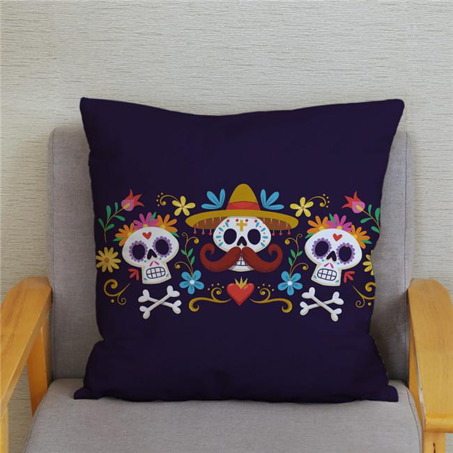 

Наволочка с рисунком «День мертвых» для спальни, гостиной, дивана, домашнего декора, мультяшного цветка, черепа, наволочка 45x45cm