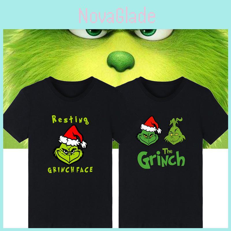 Festive Christmas The Grinch Short Sleeve T-shirt With Resting Grinch Face Design