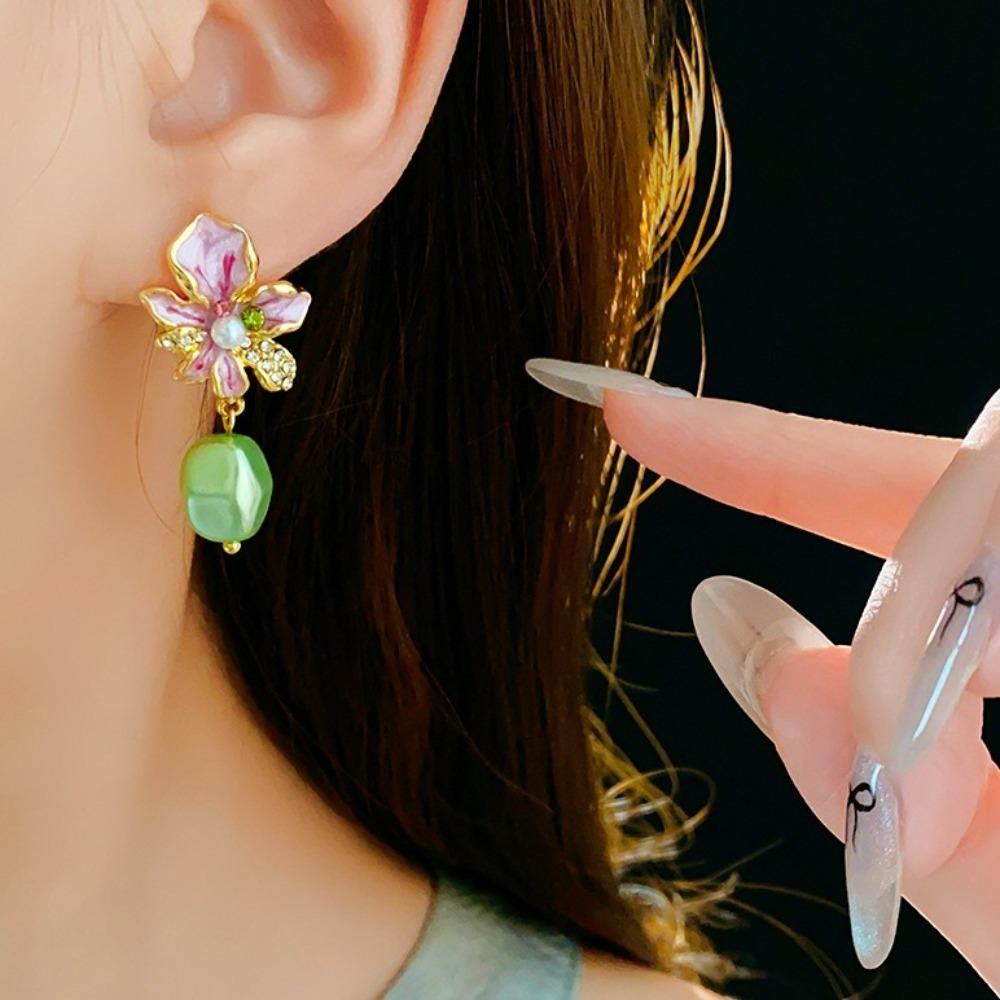 Pearl Pendant Bohemian Earrings Women Ear Jewelry Sweet Drop Earrings Flower Stud Earrings Party