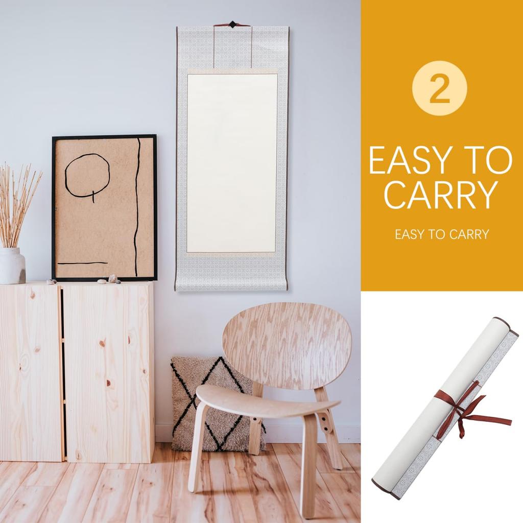 FRCOLOR Hanging Calligraphy Blank Calligraphy Paper for Calligraphy Scroll Calligraphy DIY Set of 2 Scroll, Paper, Roll, Painting, Practice, Book,