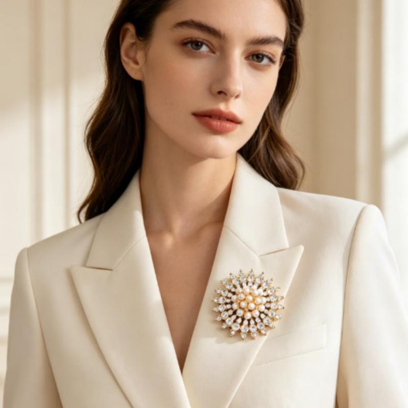 Sparkling  Pearl Brooch Snowflake Design 2 Color Options For Wedding Party Formal Events