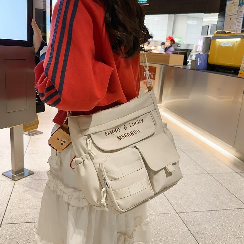 Color Satchel Letter Study Bag Student Tutoring Bag Shoulder Bag Style Harajuku