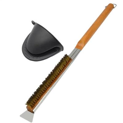 Pizza Stone Brush Gentle Barbecue Scraper High Heat Resistant Cleaning Brush With Scraper For Kitchen Grill Oven Baking