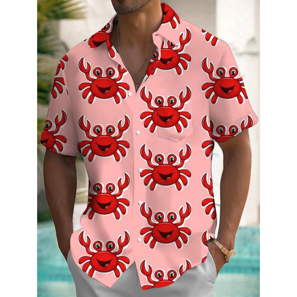 

Літня Гавайська Весняно-Літня Мода Чоловіча Сорочка Дозвілля Вулична Прогулянка Туристична Пляжна З Принтом Повністю Розстібна З Коротким Рукавом На Ґудзиках XXXL