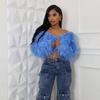 Damen Offene Faux Fur Cropped Jacke Locker Langarm Einfarbig Flauschiger Kurzer Mantel Streetwear