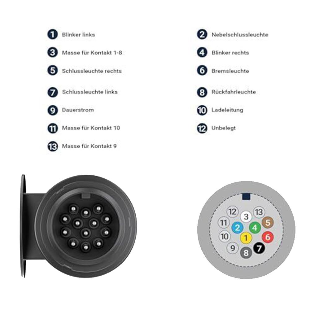 Car 13 Pin Coiled Cable 3 Meter Trailer Cable PVC Robust Electric Cable And Socket Socket Trailer Cable