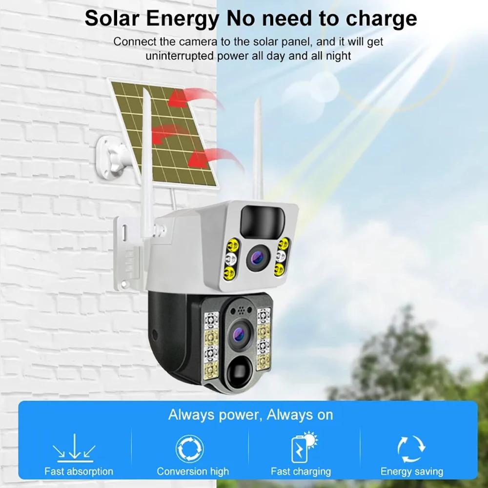 2025 V380Pro 8MP 4K Solar-Akku-WLAN-Kamera Außenbereich Auto-Tracking Personenerkennung Solarenergie Überwachung Drahtlose Kamera