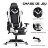 Fauteuil De Bureau - Gamer - Réglable - Repose-pieds - Coussin De Tête - Coussin Lombaire - Blanc