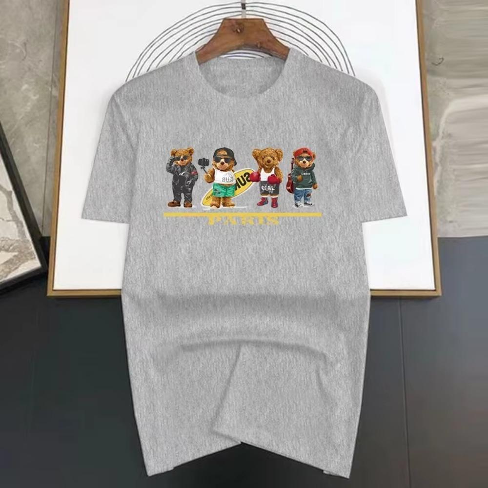 Luxury BrandBear France Print T Shirt For Man Summer Vintage Unisex Oversized T-shirt Y2k Tops Short Sleeve Men's