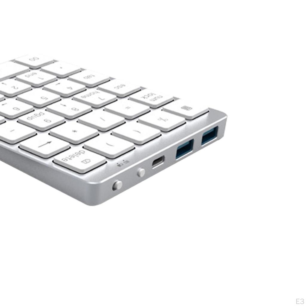 Bluetooth Numeric Keypad External Number Pad with USB3.0 Hub for Desktop