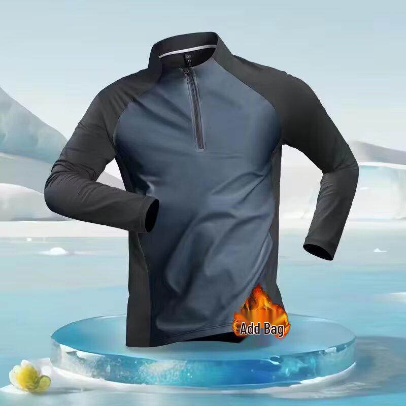 Men s Fleece-Lined Half-Zip Quick-Dry Training Jacket - Long-Sleeved Running and Fitness Top for Autumn. 3XL
