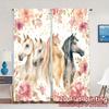 2D Flat Printing  JIT 2pcs   Curtains (Without Rod) Equine Celebration Popular Creative Curtains Semi-Sheer Curtains Holiday