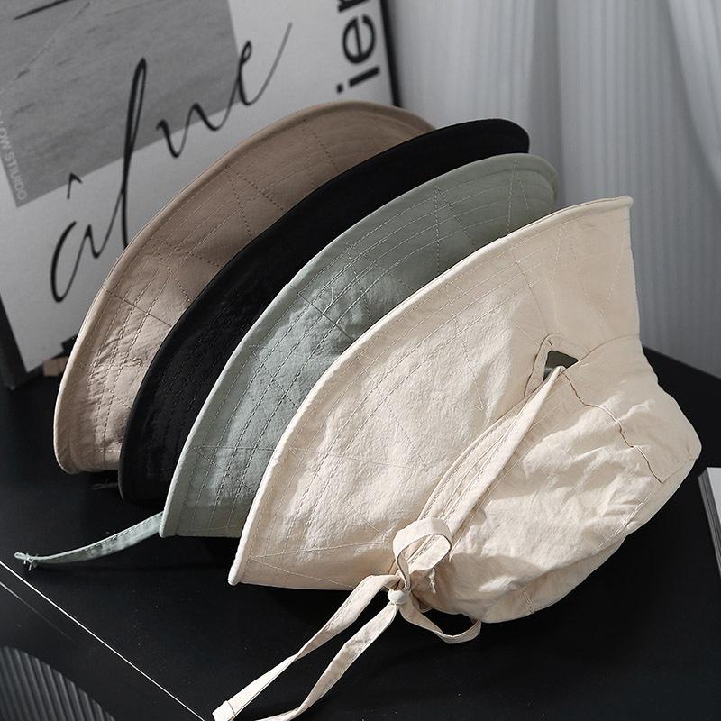 Simple Windproof Bow Fisherman's Hat Children's Summer Thin Foldable Hat Sun Hat Shows Small Face