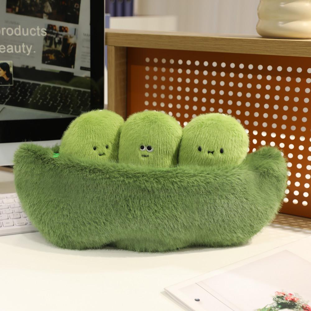 Cartoon Green Soybeans Pea Pod Plush Toy Kawaii Keychian Stuffed Doll Plant Pendant Hangings Bag Home Decor Kids Birthday Gift