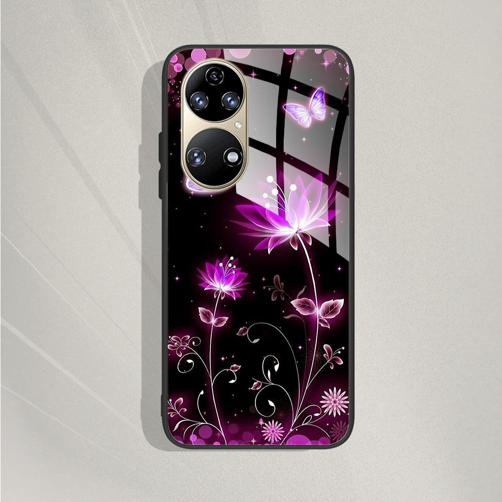Pro Huawei P50 Pro Pouzdro P50E P 50 Luxusní tvrzené sklo Kryt telefonu Pro Huawei P50 Zadní kryt Módní ochranné TPU Coque P50Pro