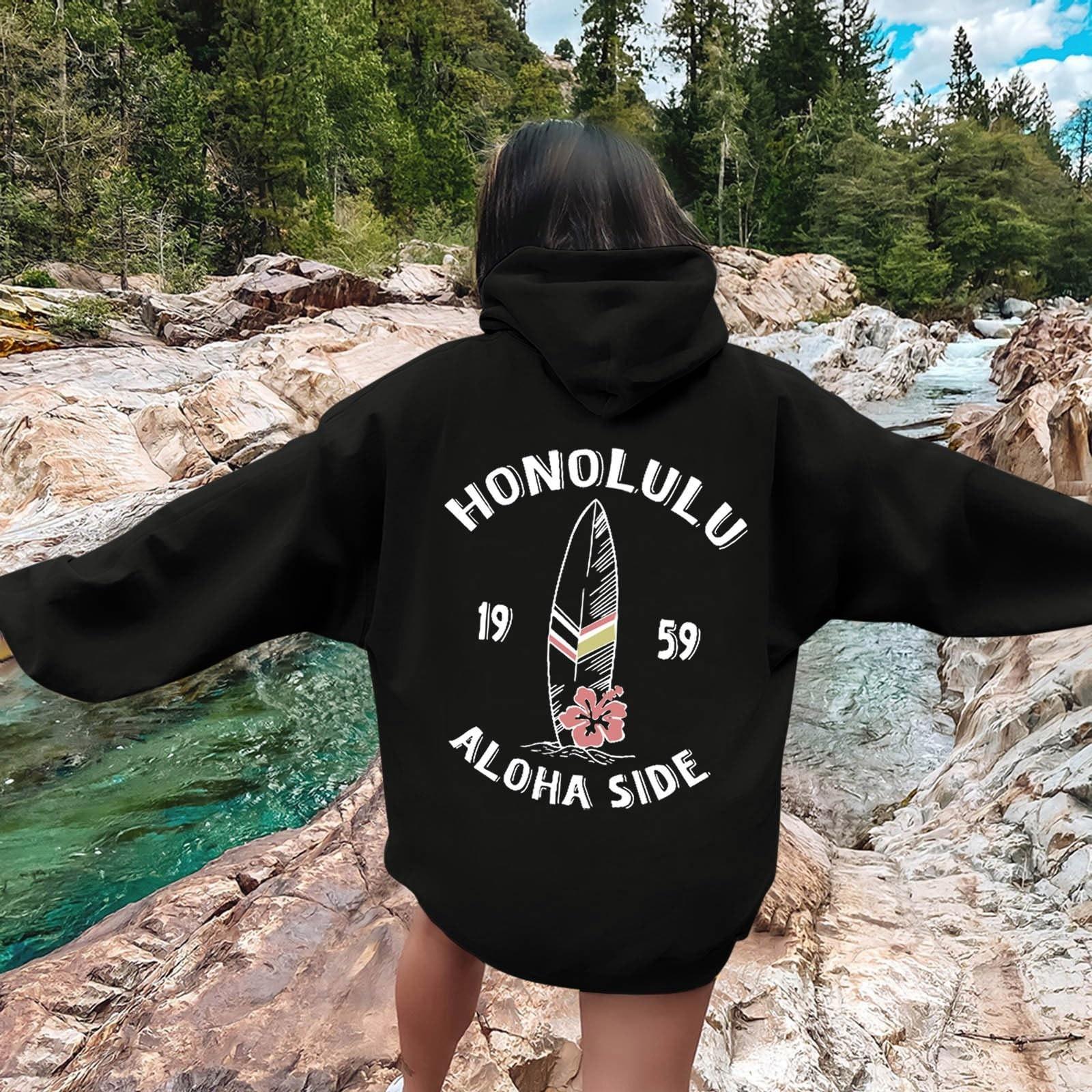 

Женская мода легкий длинный рукав пуловер толстовки с капюшоном с карманами графическая толстовка XXXL чёрный