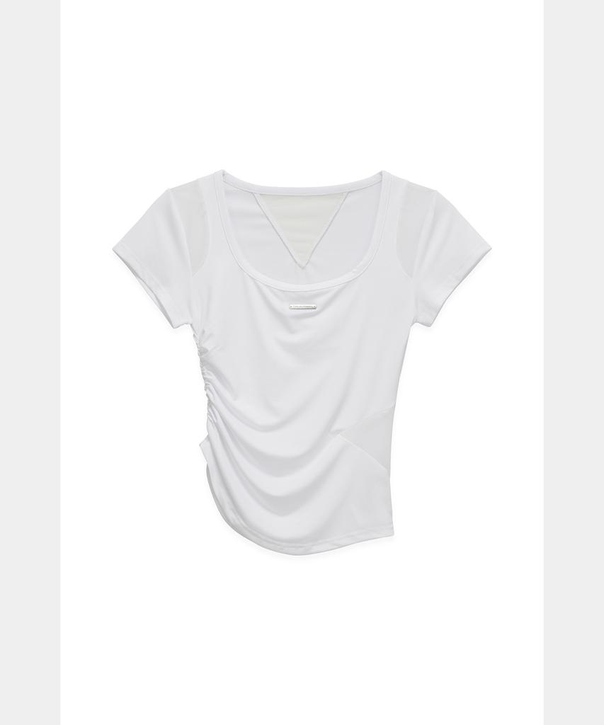 ETRE AU SOMMET Modern Square Shirring Tee (White)